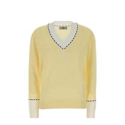 MAYFEYR - Fendi - Yellow Wool Blend Sweater - FZXF08AWIYF1XE3