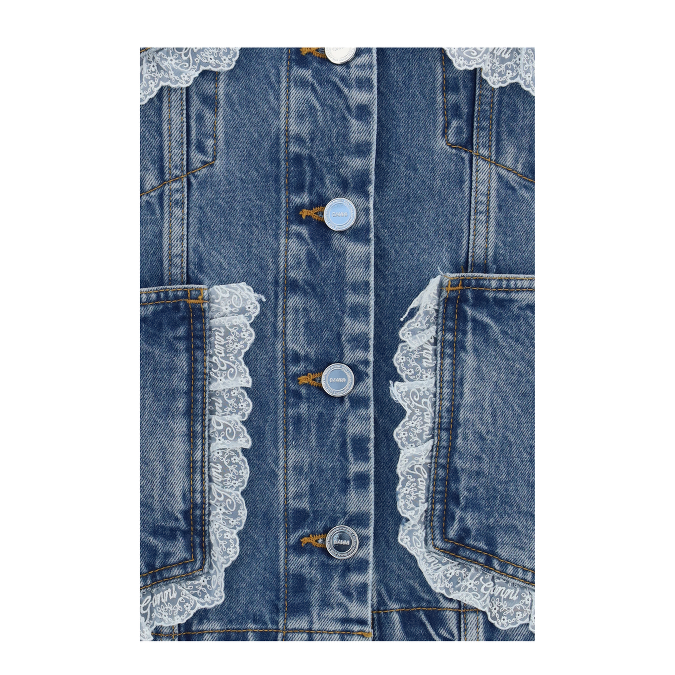 MAYFEYR - Ganni - Rigid Denim Jacket With Lace Details - A1010200569