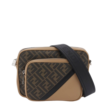 Diagonal Leather Crossbody Bags - Tan