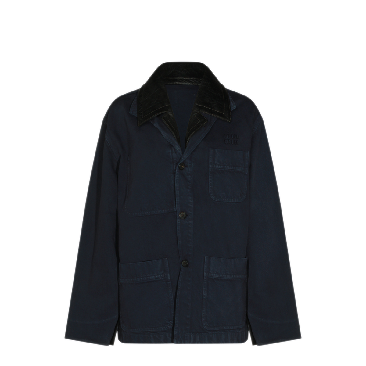 MAYFEYR - Miu Miu - Single Breasted Jacket In Gabardine And Leather - MH2053SOOO19R2F063H