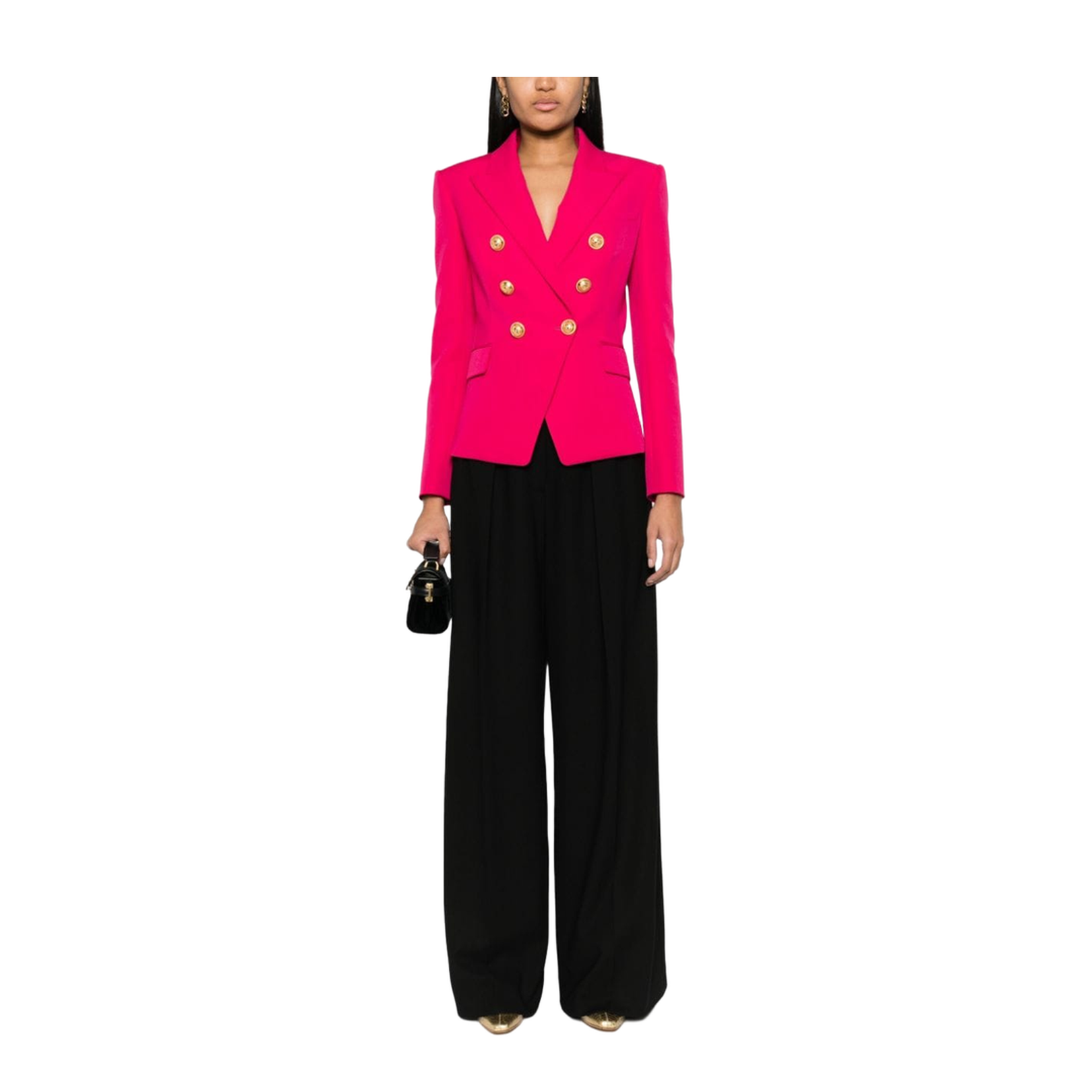 Fuchsia Double-Breasted Wool Blazer