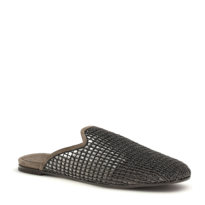 MAYFEYR - Brunello Cucinelli - Suede Mules With Precious Net Embroidery - MZSFC3173