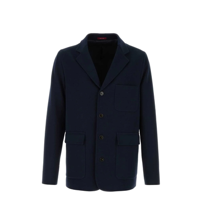 Single-breast Cotton Jersey Jacket in Dark Blue