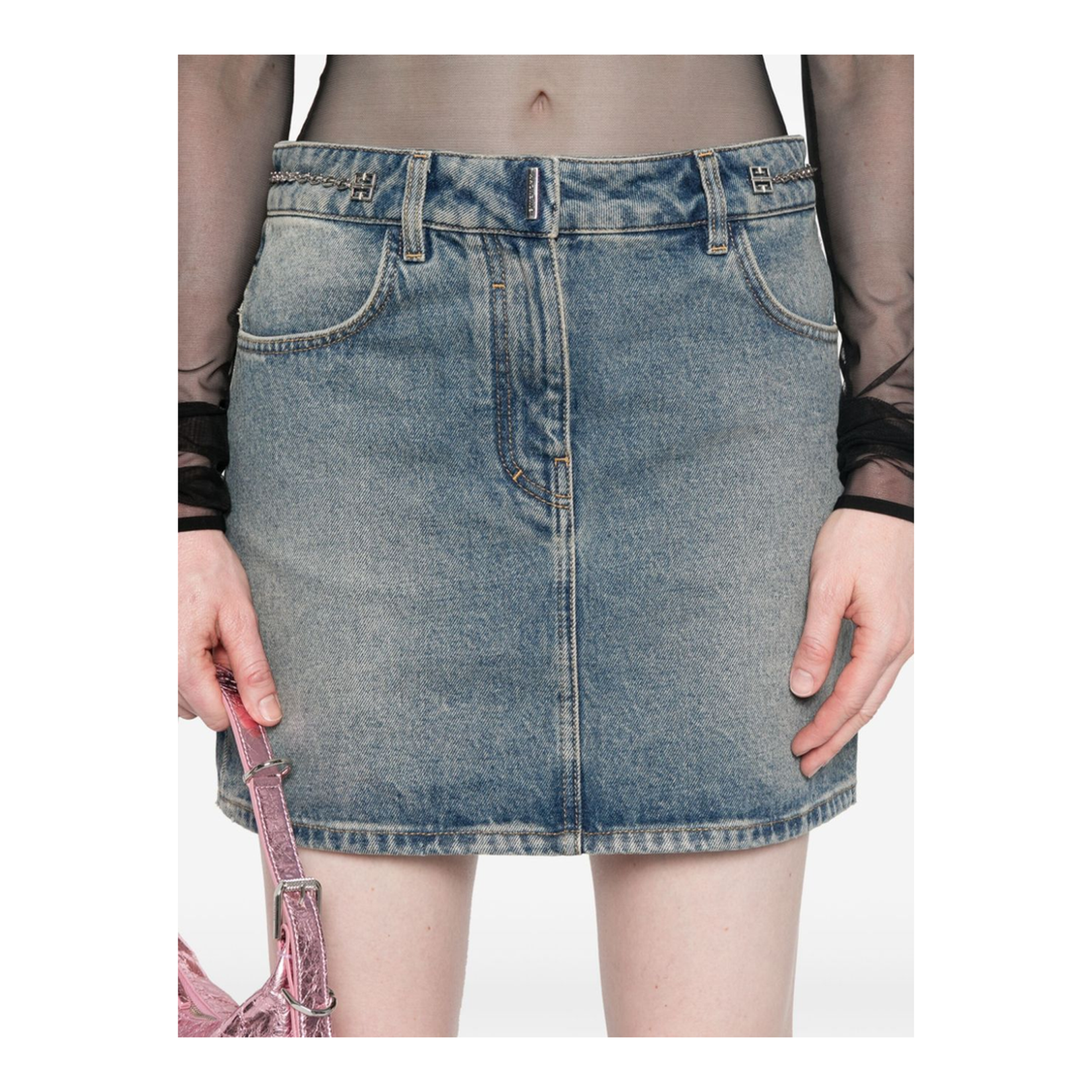 Denim Mini Skirt in Clear Blue