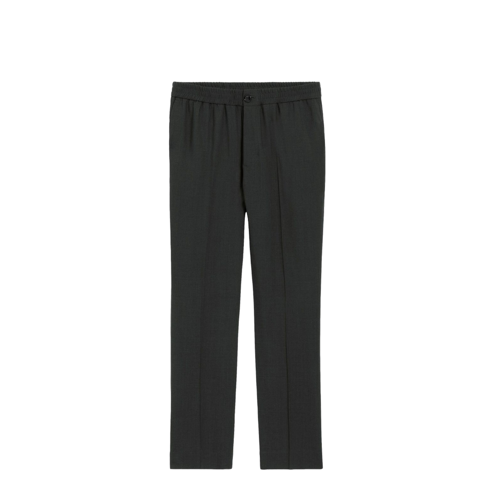 Black Wool Elasticated Waist Trousers
