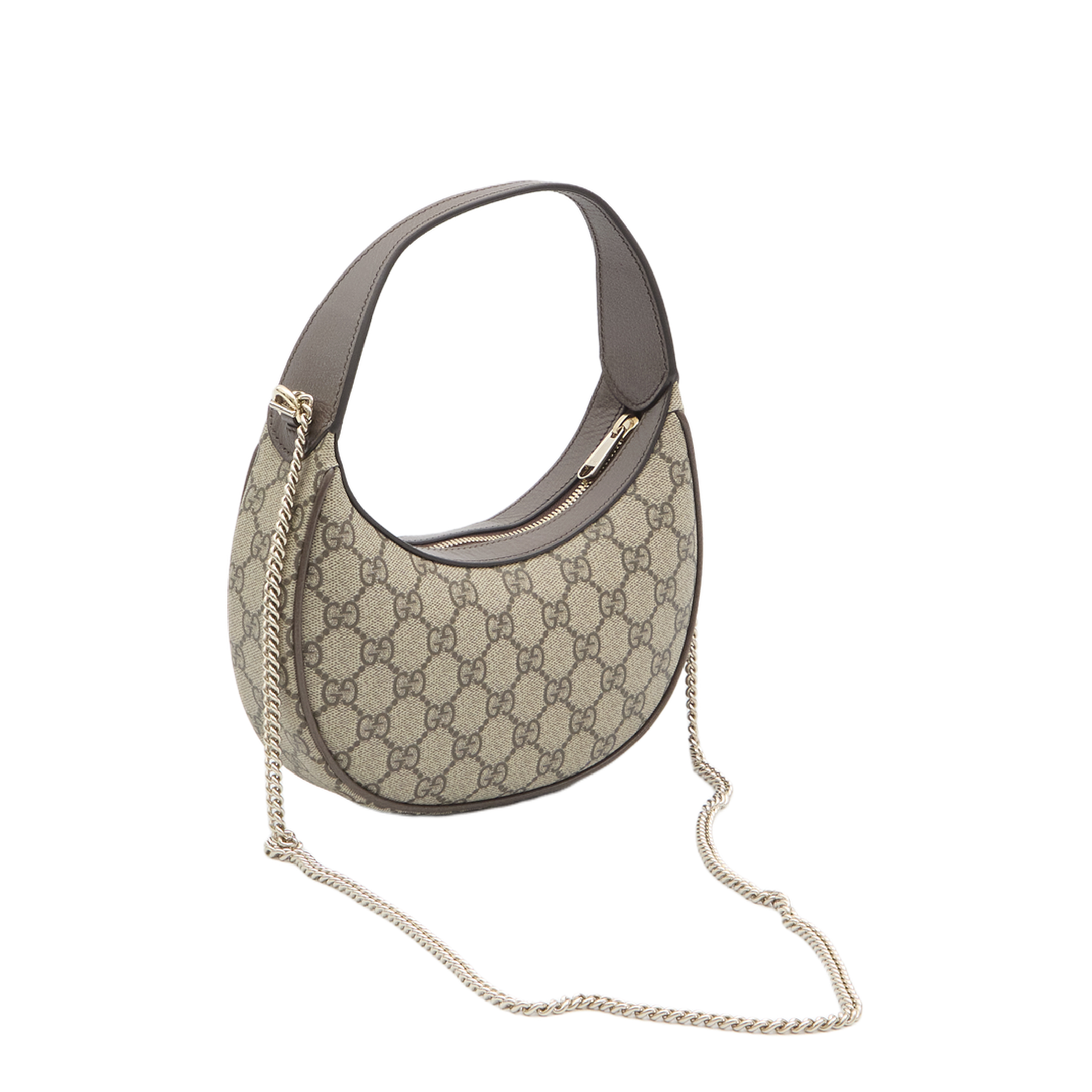 Ophidia Small GG Monogram Coated Fabric Shoulder Bag - Beige and dark brown GG fabric (Beige/Brown)