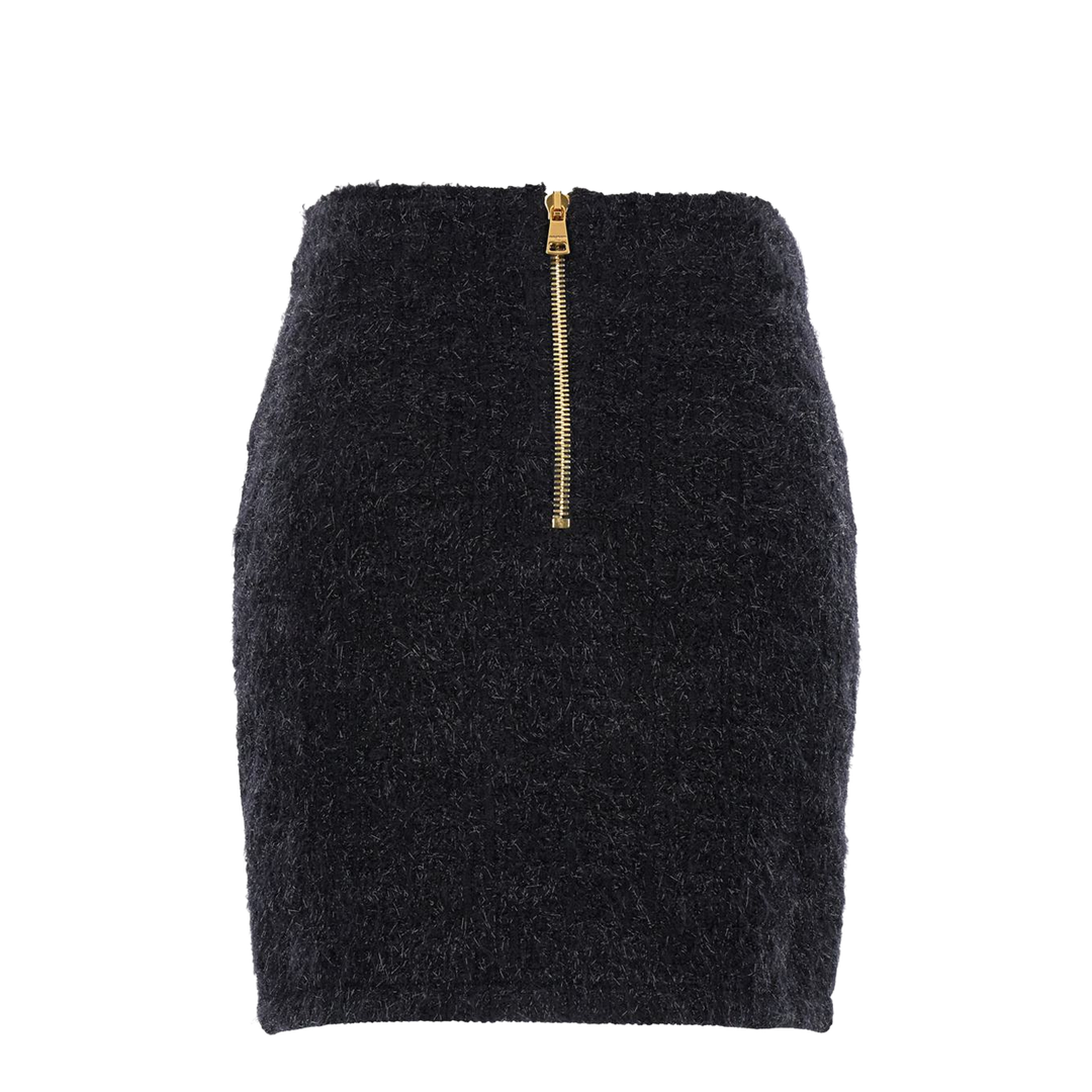 Black Pencil Mini Skirt With Jewel Buttons In Tweed