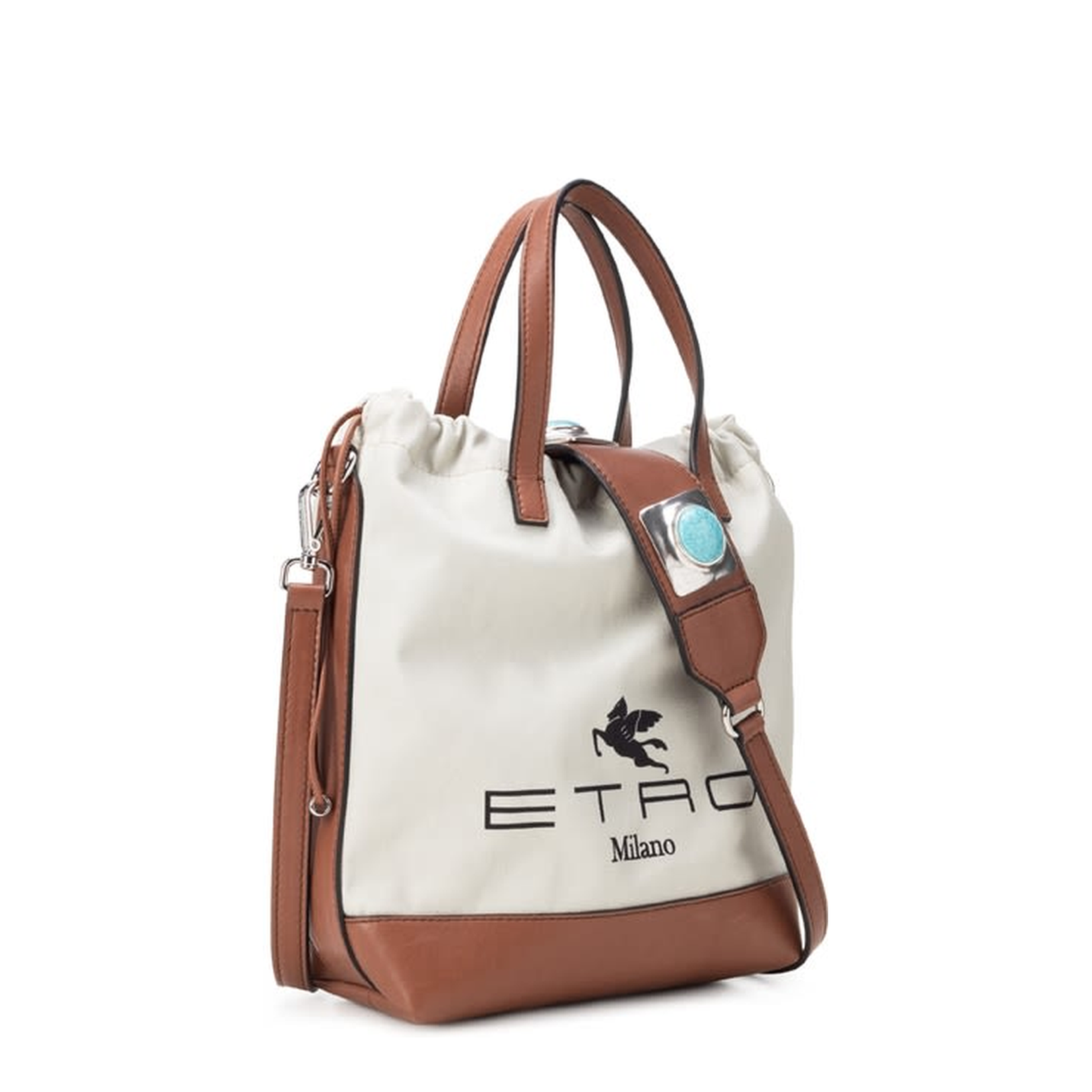 Cotton Bucket Bag Beige Brown