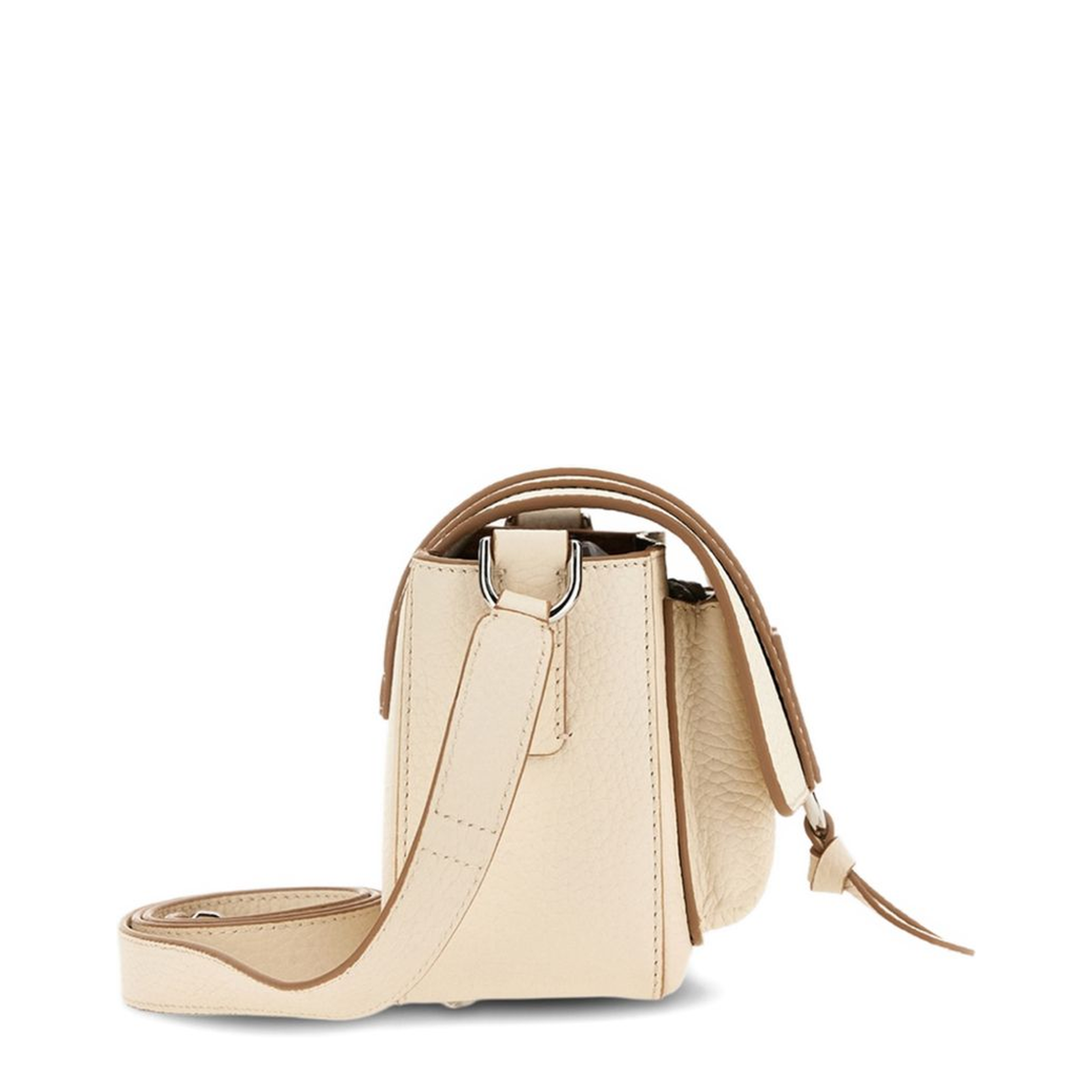 Trend Medium Hammered Leather Flap Bag - Light Beige