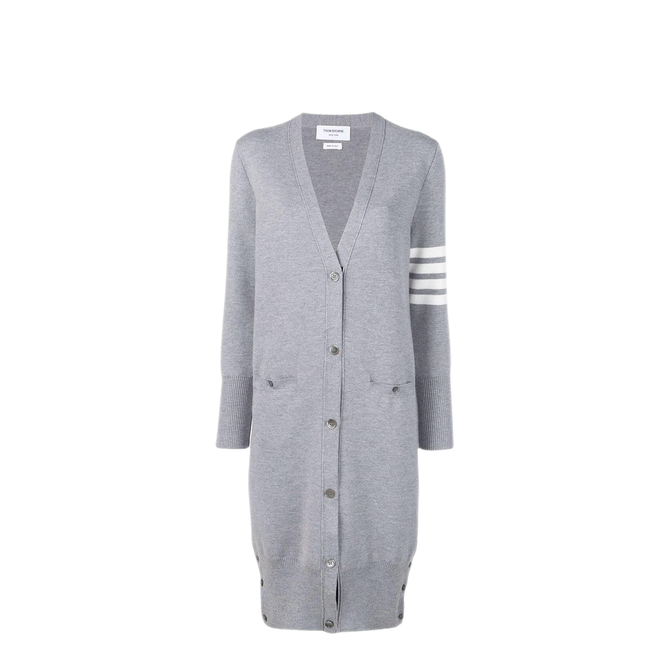 MAYFEYR - Thom Browne - Milano Stitch Long V Neck Cardigan In Fine Merino Wool - FKC289A00014055