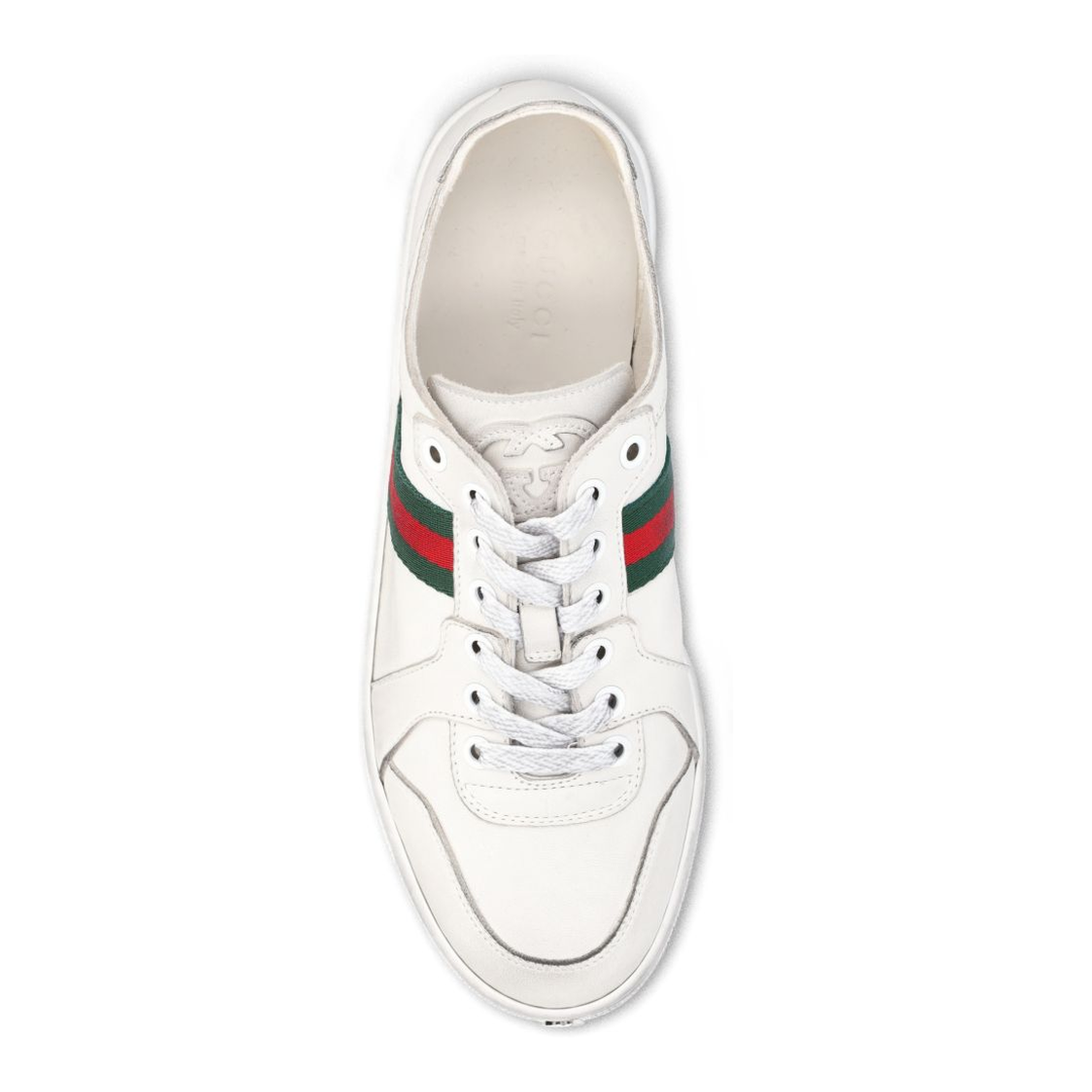 Stretch Low-Top Trainer in White Leather