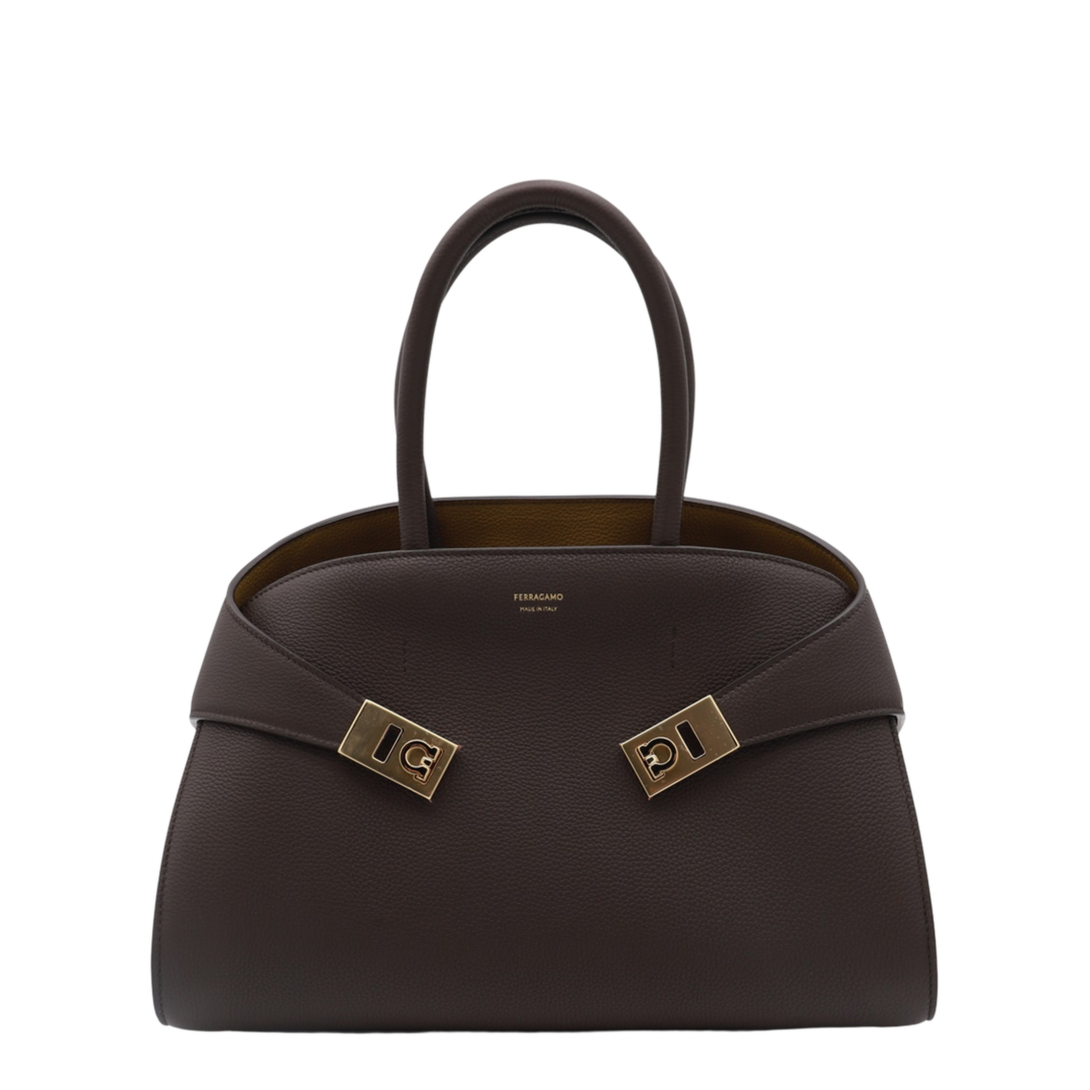 Dark Brown Leather Top Handle Bag