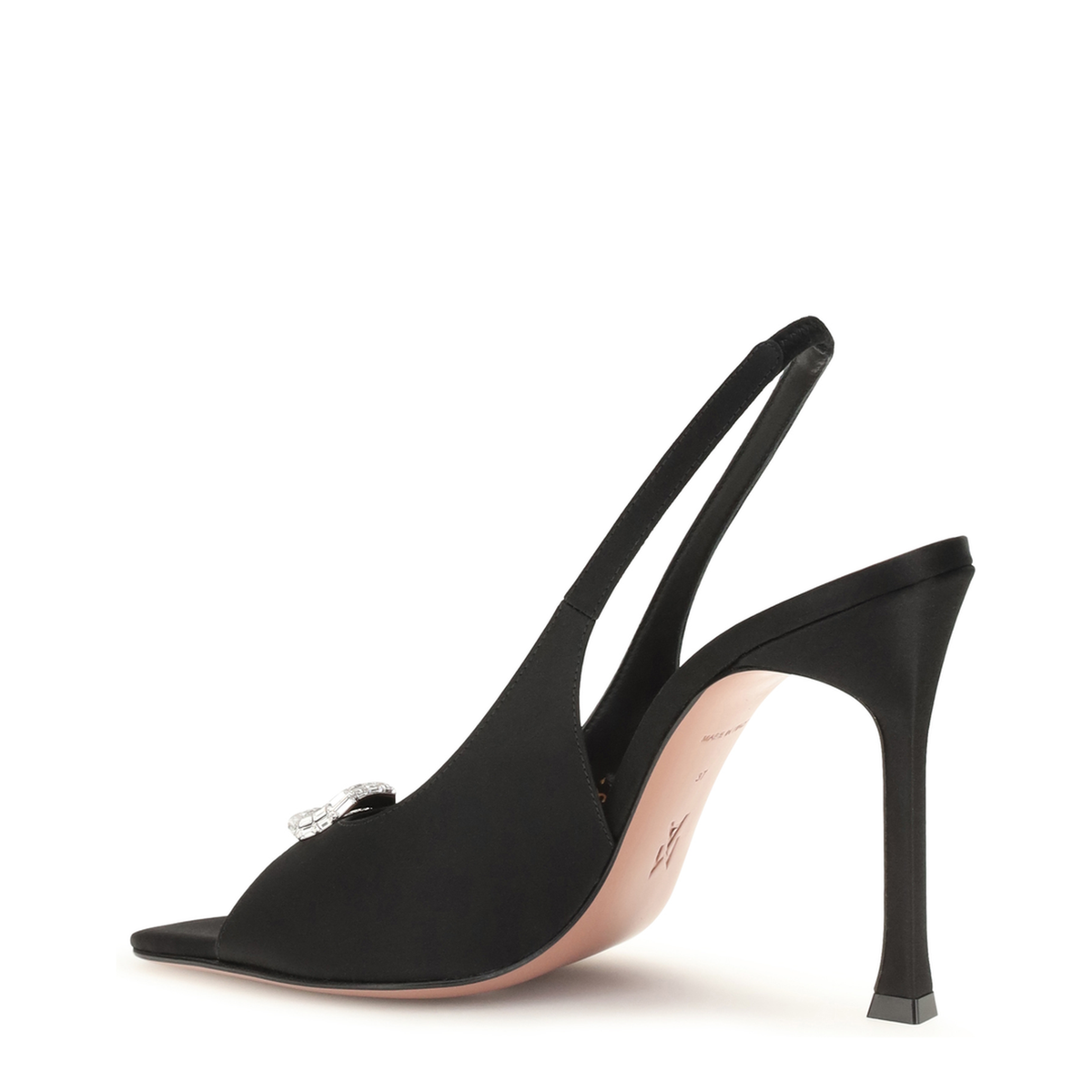 MAYFEYR - Amina Muaddi - Mini Camelia Slingback Sandals - 18S366732MINBLACKSATIN