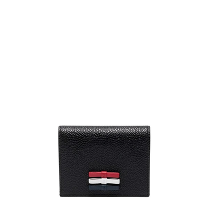 3-Bow Double Card Holder in Pebble Grain Leather