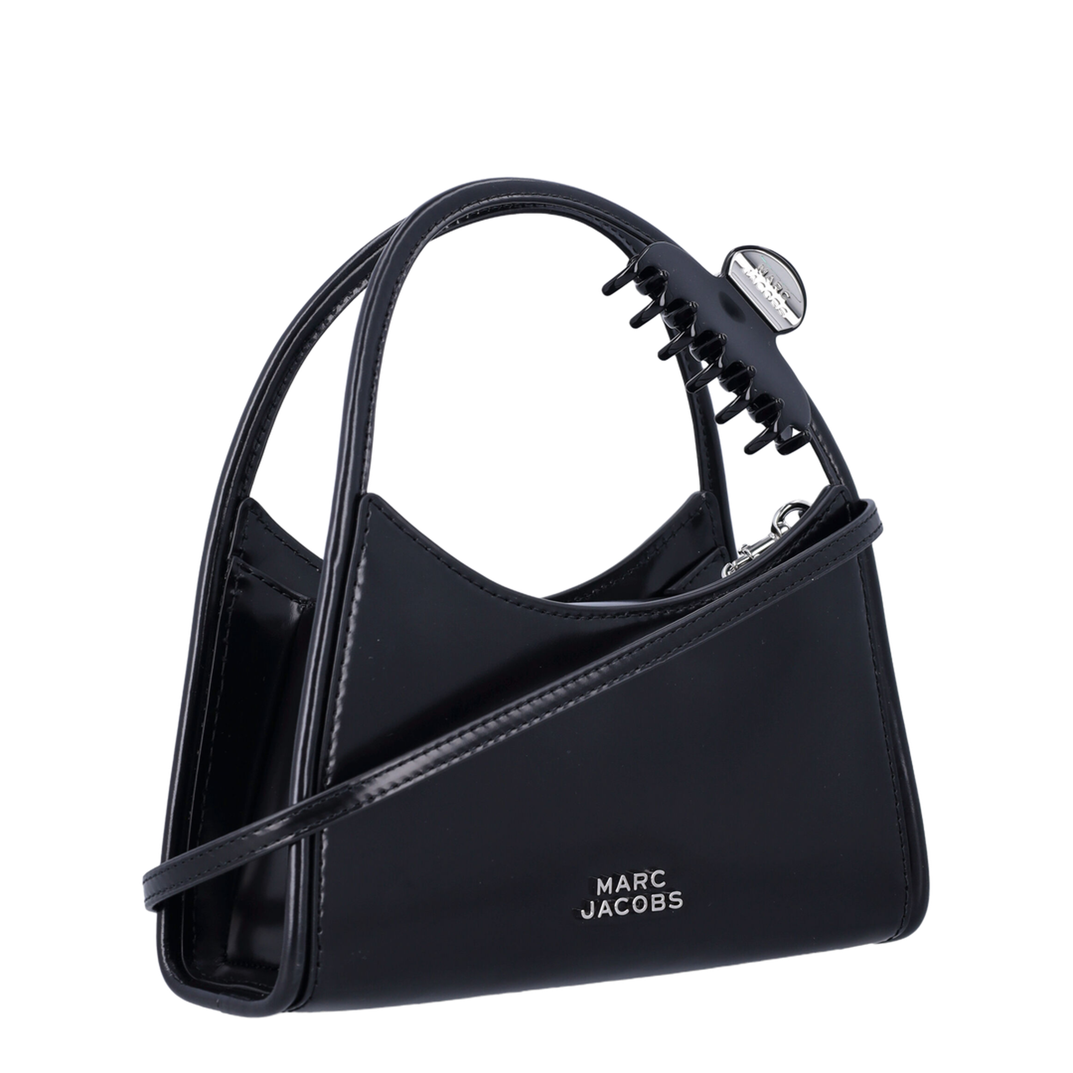 Glam Claw Clip Crossbody Bag Leather Black