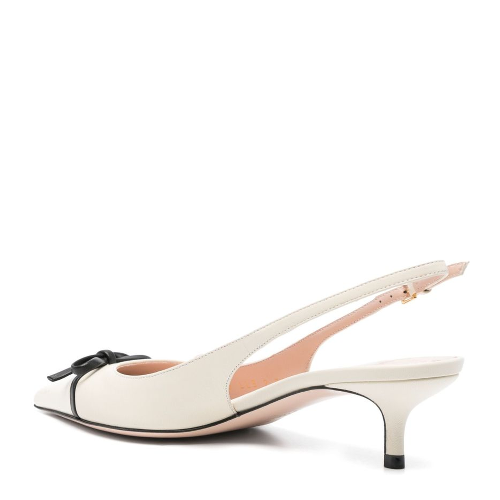 Buckle-Fastening Slingback Strap Leather Sole VLogo Signature Kitten Heel