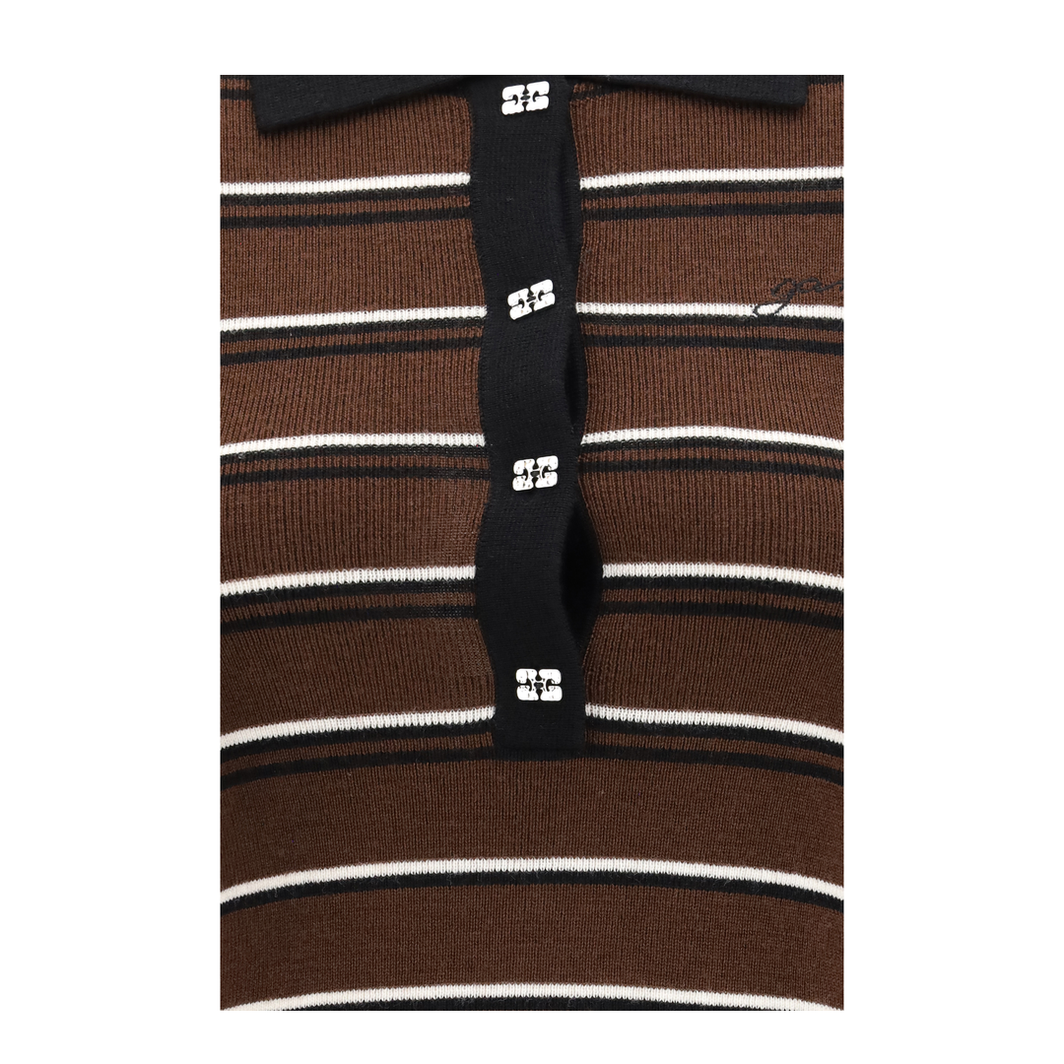 MAYFEYR - Ganni - Striped Wool Polo Dress - A1030660999