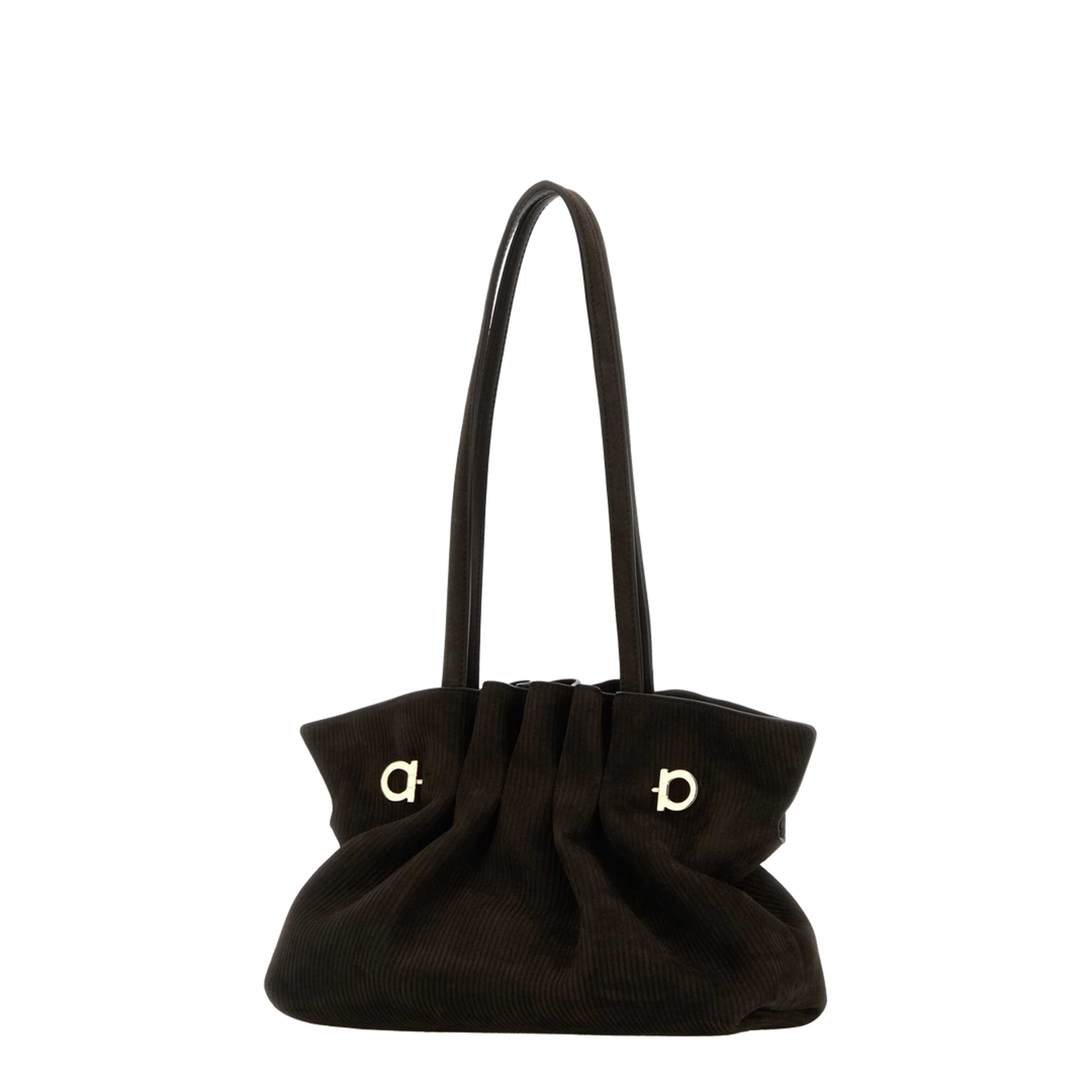 Dark brown suede shoulder bag