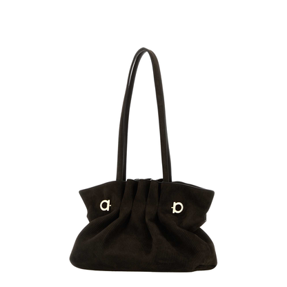 Dark brown suede shoulder bag