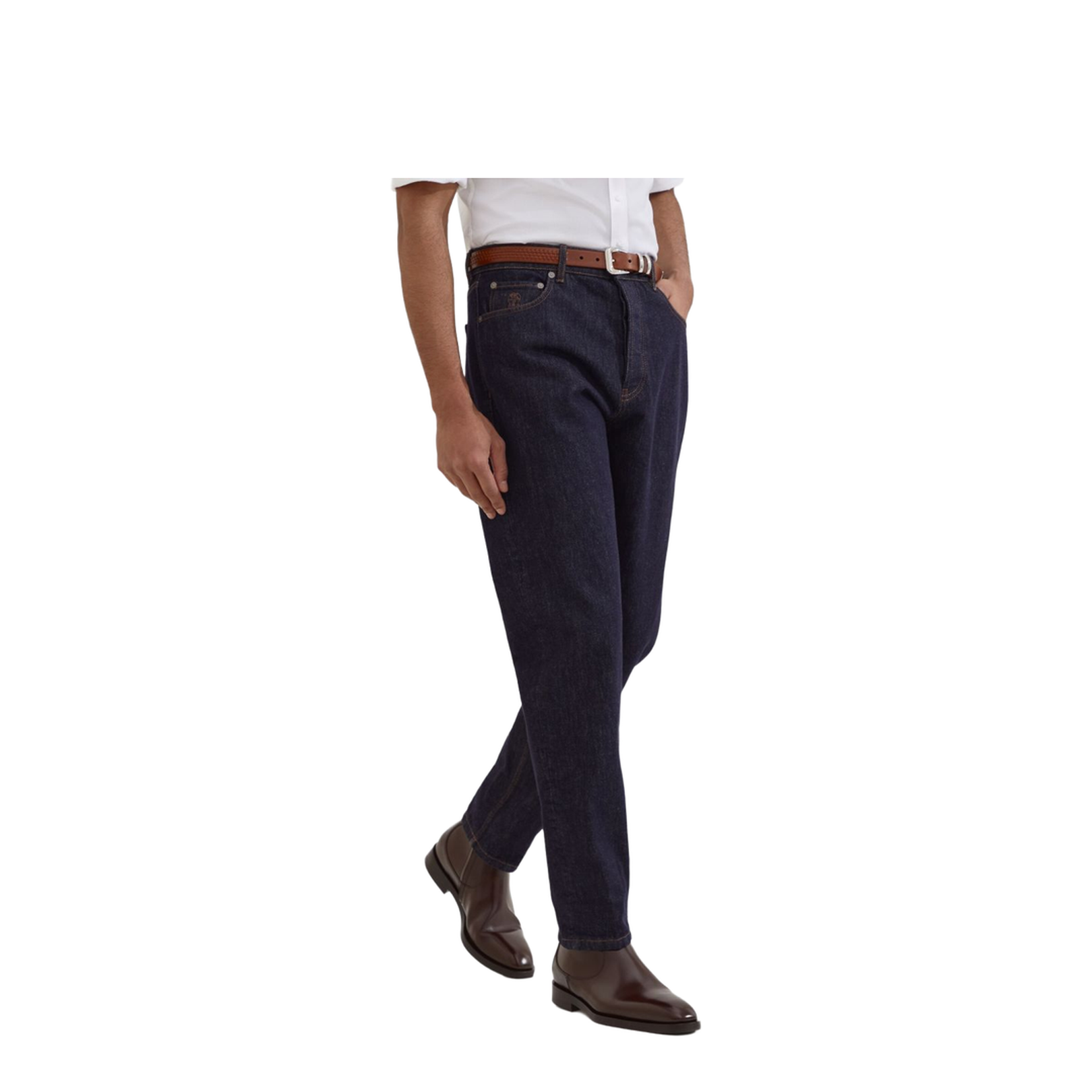 Iconic Fit Five-Pocket Trousers in Dark Denim