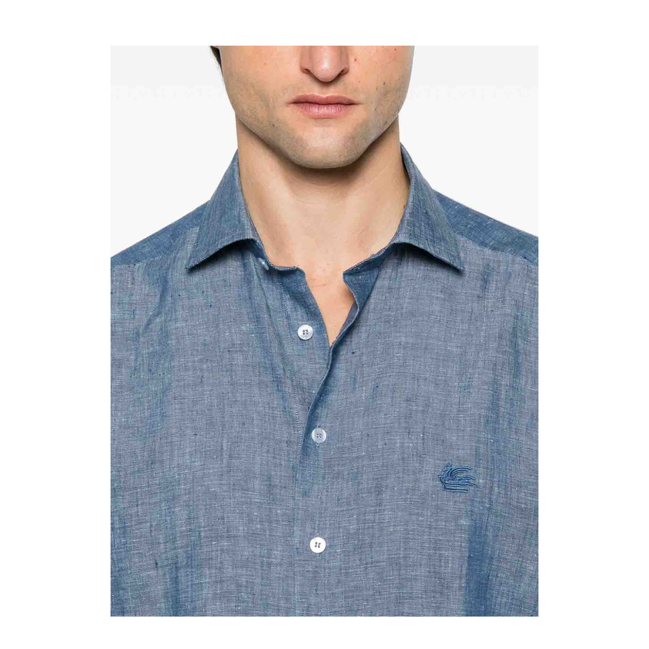 Pegaso Linen Shirt - Light Blue