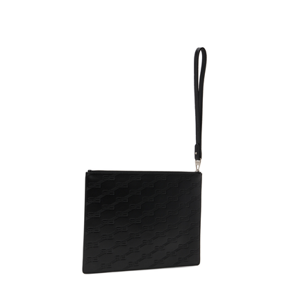 Zippered Wristlet with Distressed Hardware and Embossed Logo