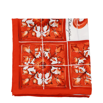 Majolica-Print Silk Twill Scarf