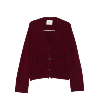 MAYFEYR - Lisa Yang - Burgundy Knitted V Neck Cardigan - 202084DU