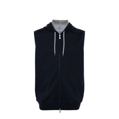 Sleeveless Sweatshirt With Zipper And Hood