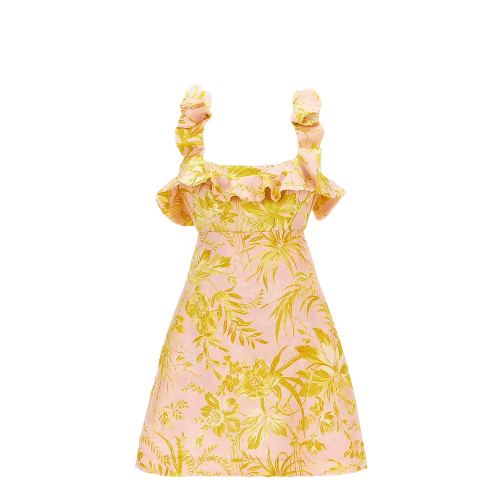 Floral Ruffle Linen Mini Dress