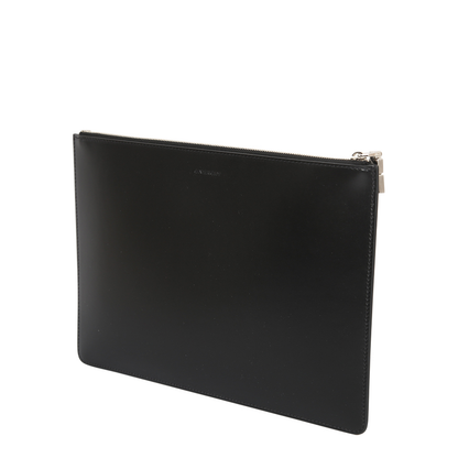 Logo Detail Flat Leather Pouch