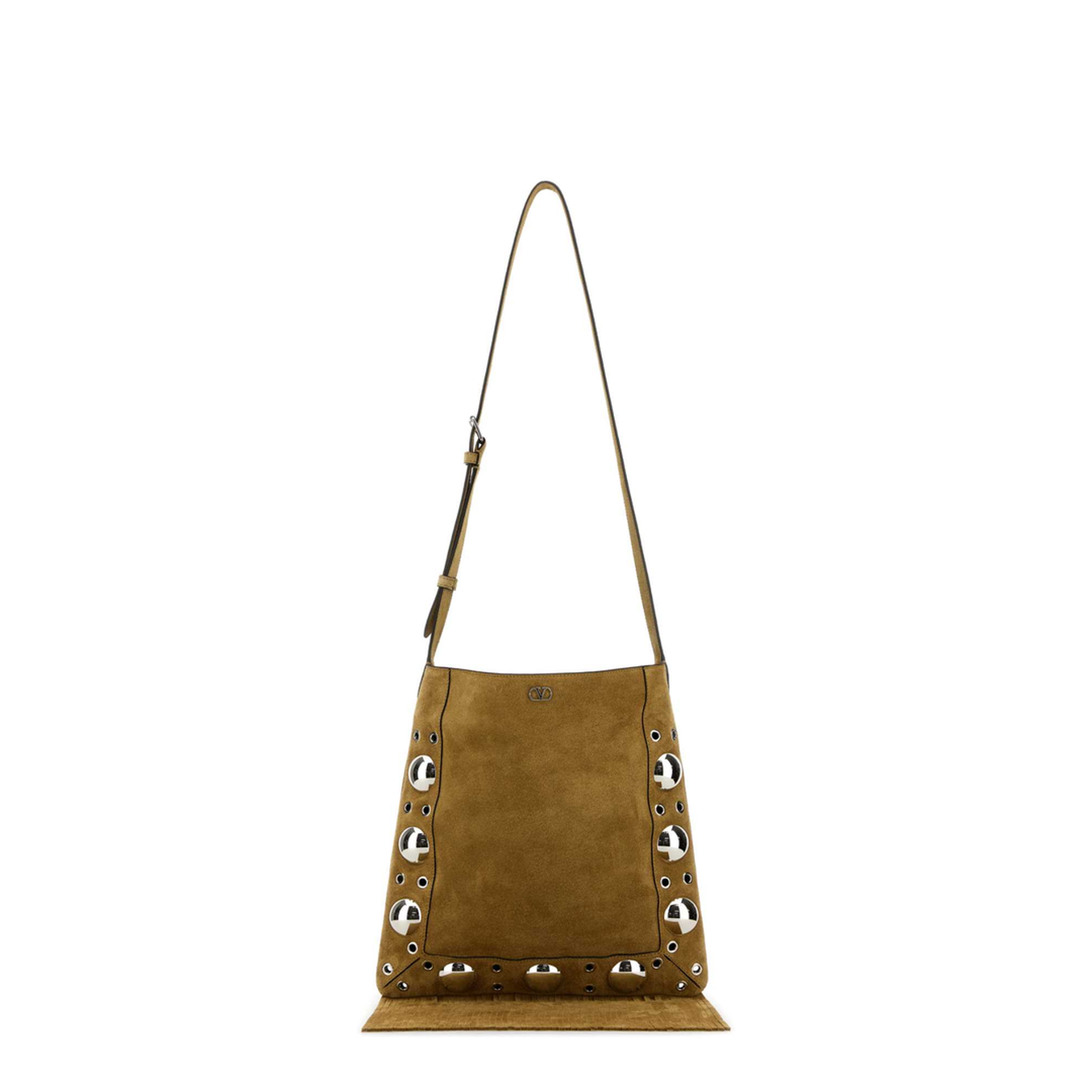 Beige Suede Crossbody Bag