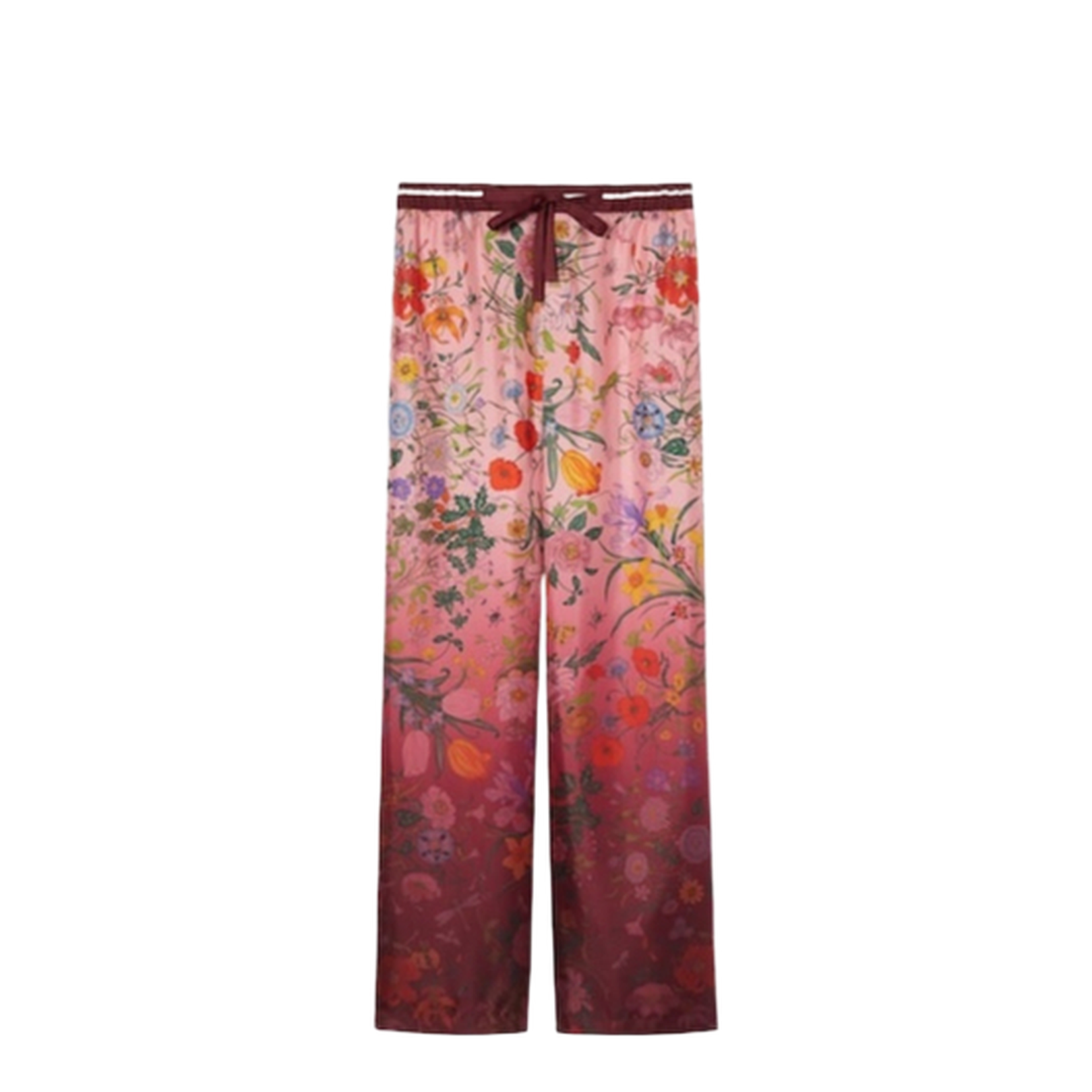 Printed Silk Pants in Pink and Rosso Ancora Red