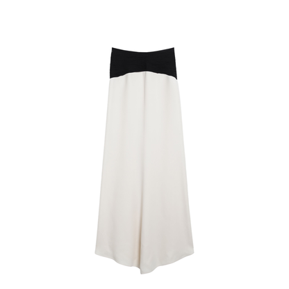 Long Silk Skirt in Vanilla/Black