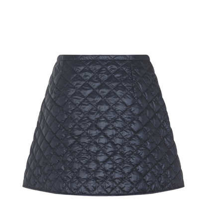 Diamond-Quilted Mini Skirt Navy Blue