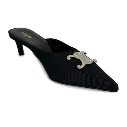 Black Pointed Toe Kitten Heel Slip-On
