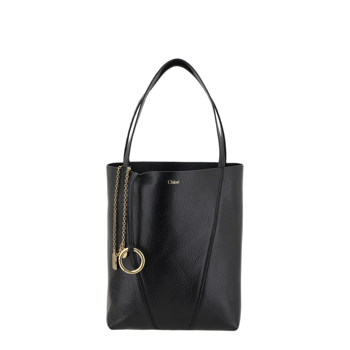 Spin Grained Cowhide Tote - Black