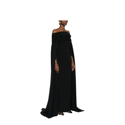 Black Off-Shoulder Neckline Maxi Length Dress