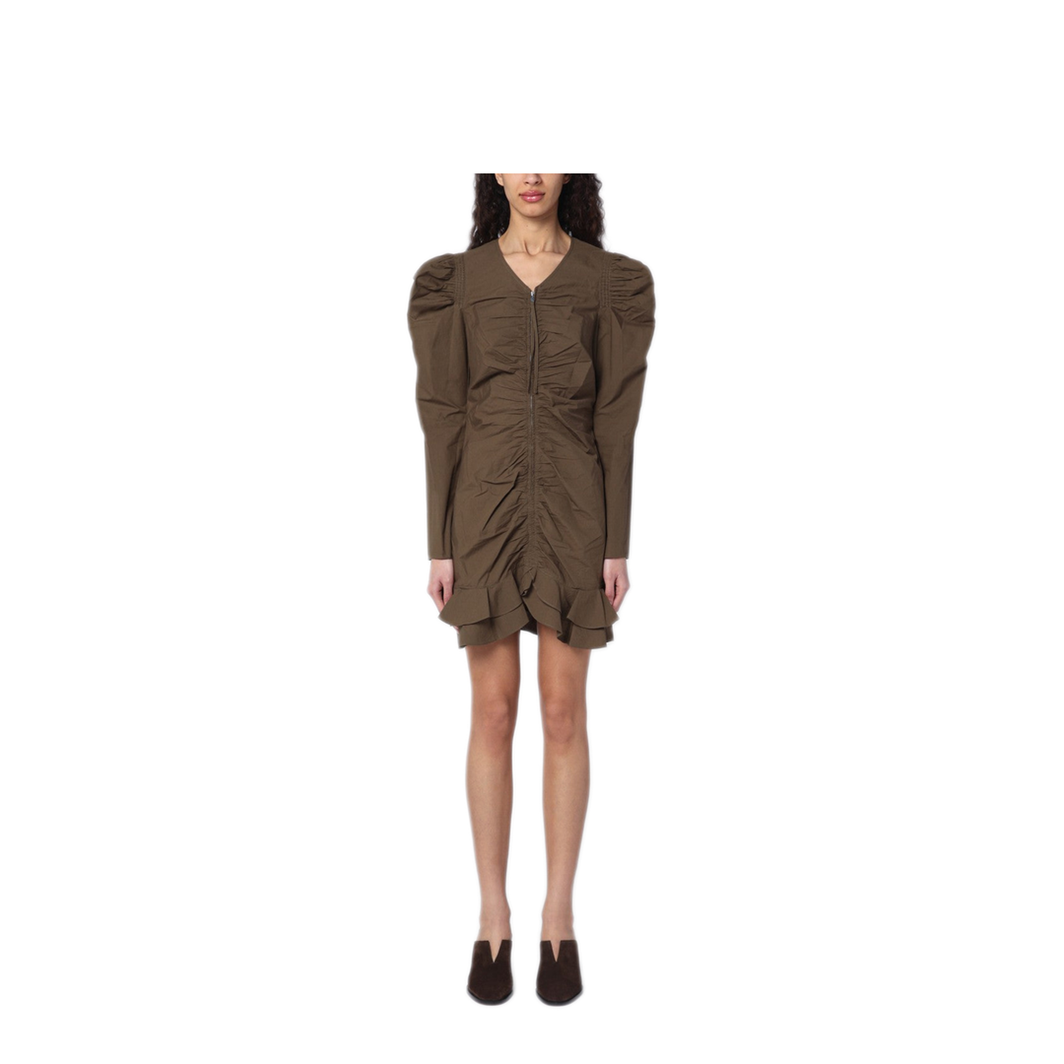 MAYFEYR - Isabel Marant Etoile - Briali Mini Dress With Green Khaki Zip - 25PRO0685FAC1J06E67KI