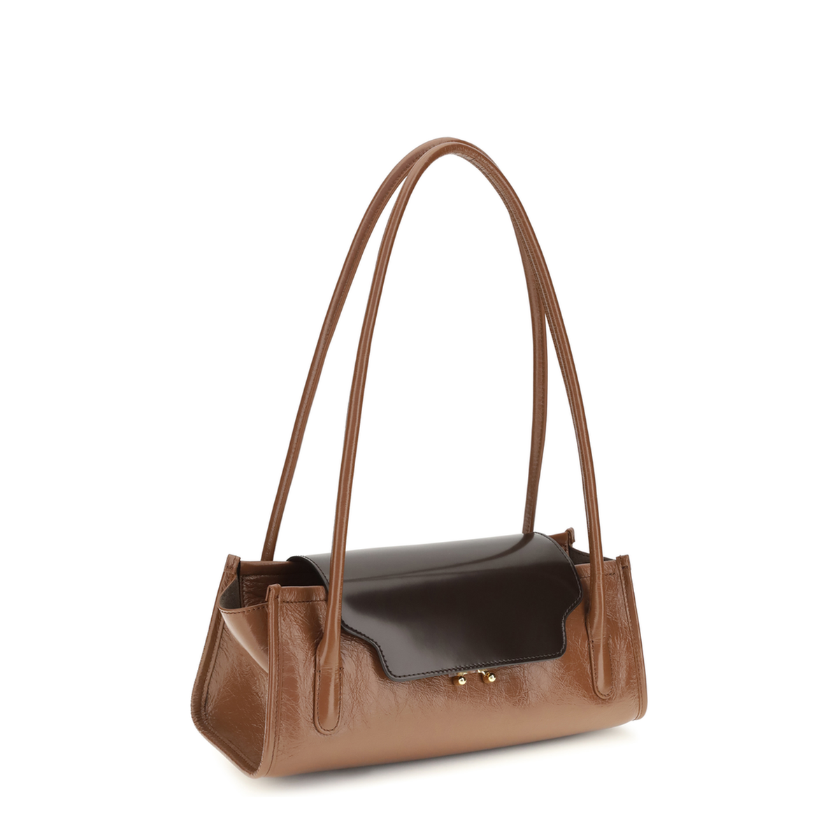 Trunkette Calf Leather Shoulder Bag - RAW SIENNA REDWOOD