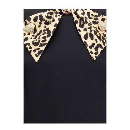 Black Dress with Bow on Front and Leopard Print