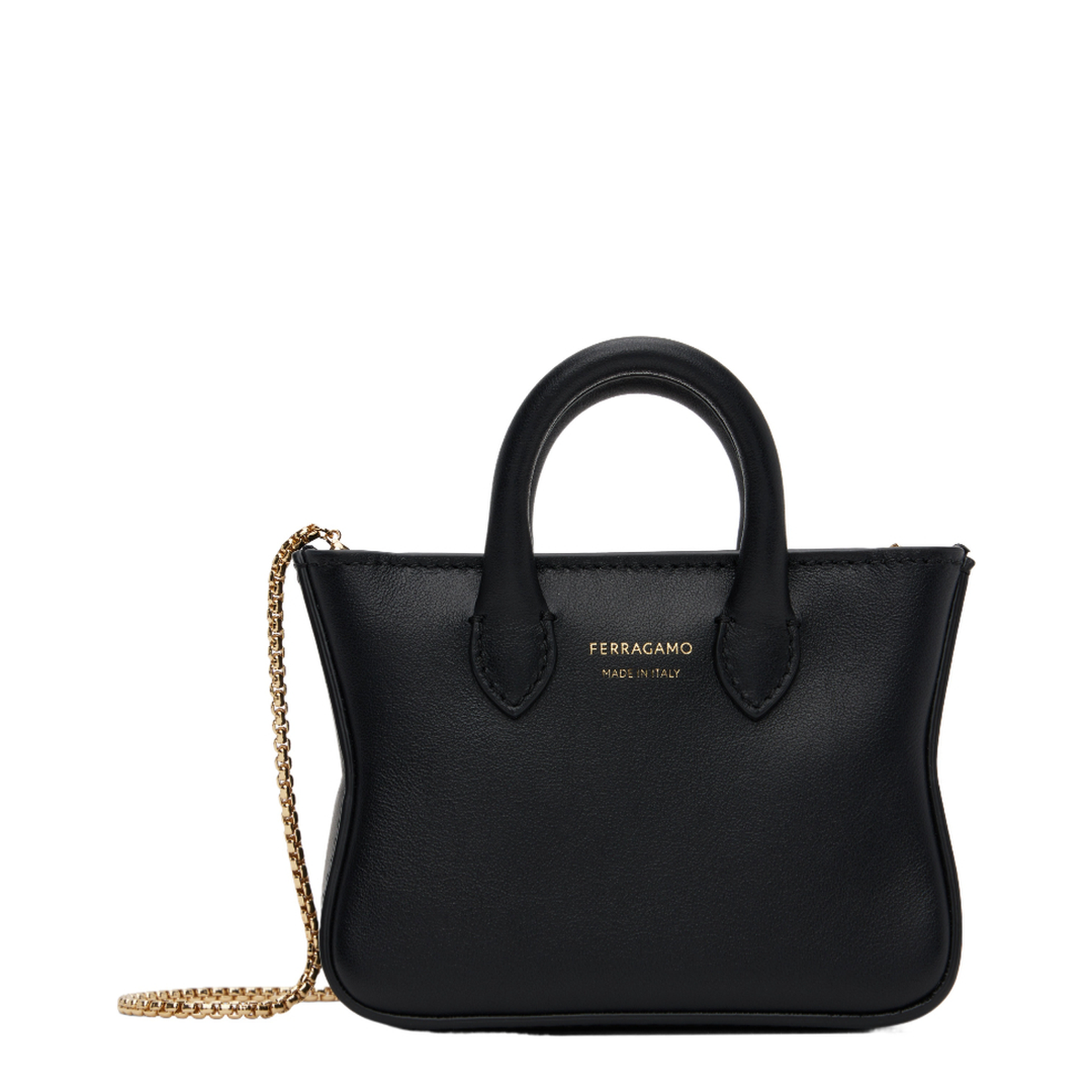 Handbag with Removable Chain Strap and Gold Logo