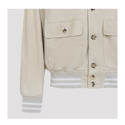 MAYFEYR - RALPH LAUREN PURPLE LABEL - Champagne Suede Bomber Jacket - 790P17574001CHAMPAGNE