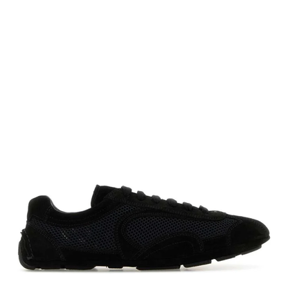 MAYFEYR - Prada - Black Suede And Mesh Montecarlo Sneakers - 1E247OFD0103D8CF0002
