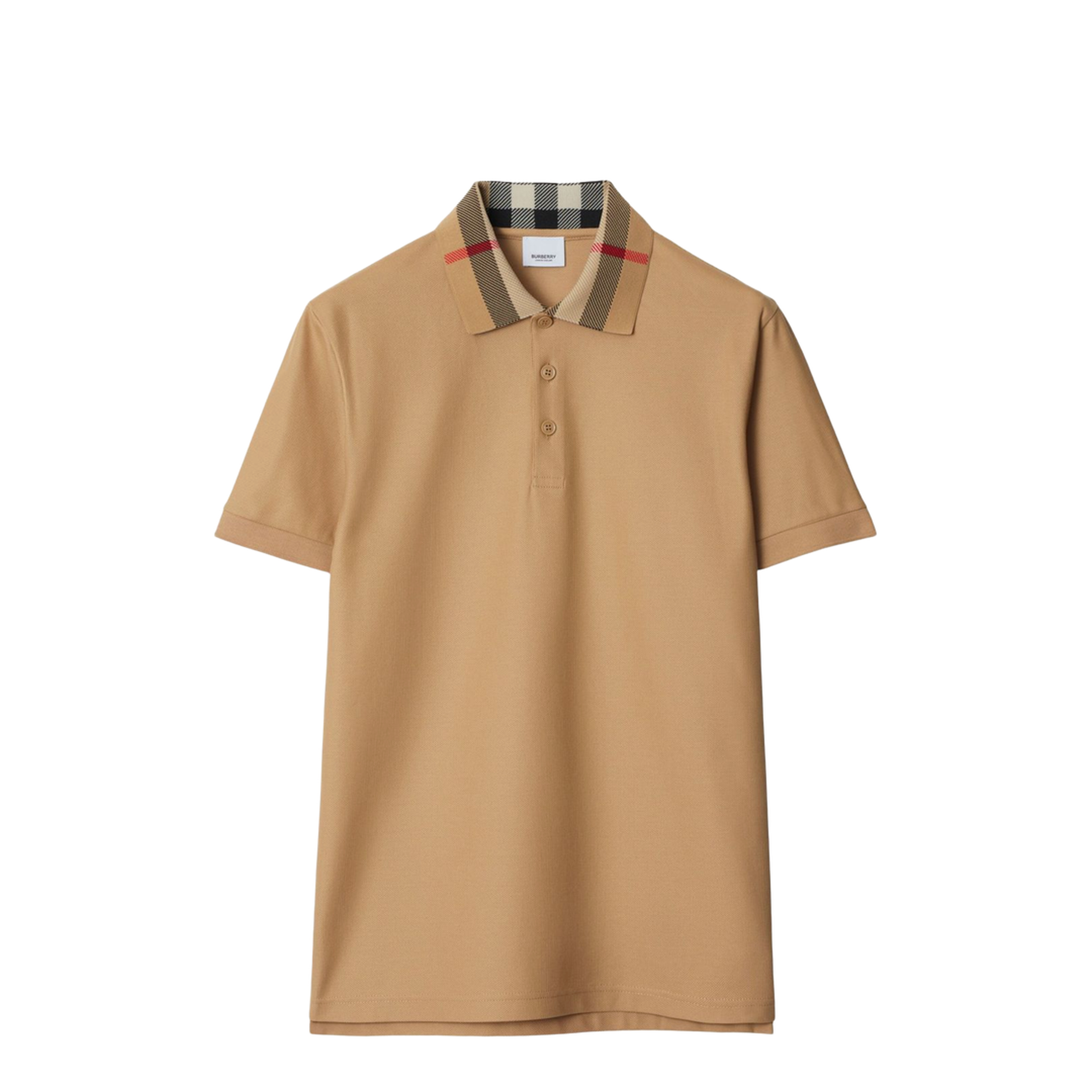 Check Collar Cotton Polo Shirt