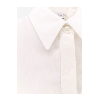 Fluid Viscose and Linen Twill Dress with Necklace