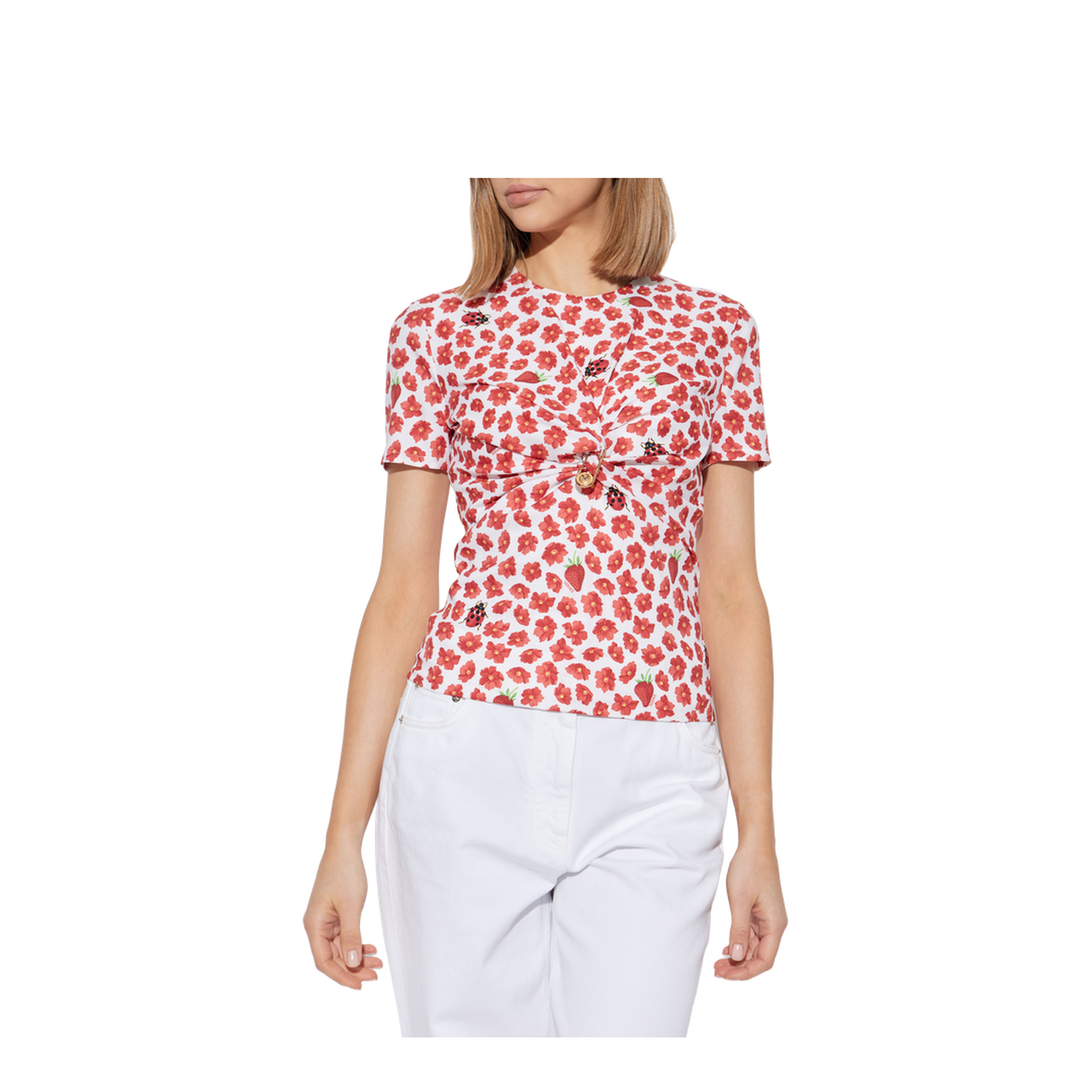 Silk Top with Floral Motif