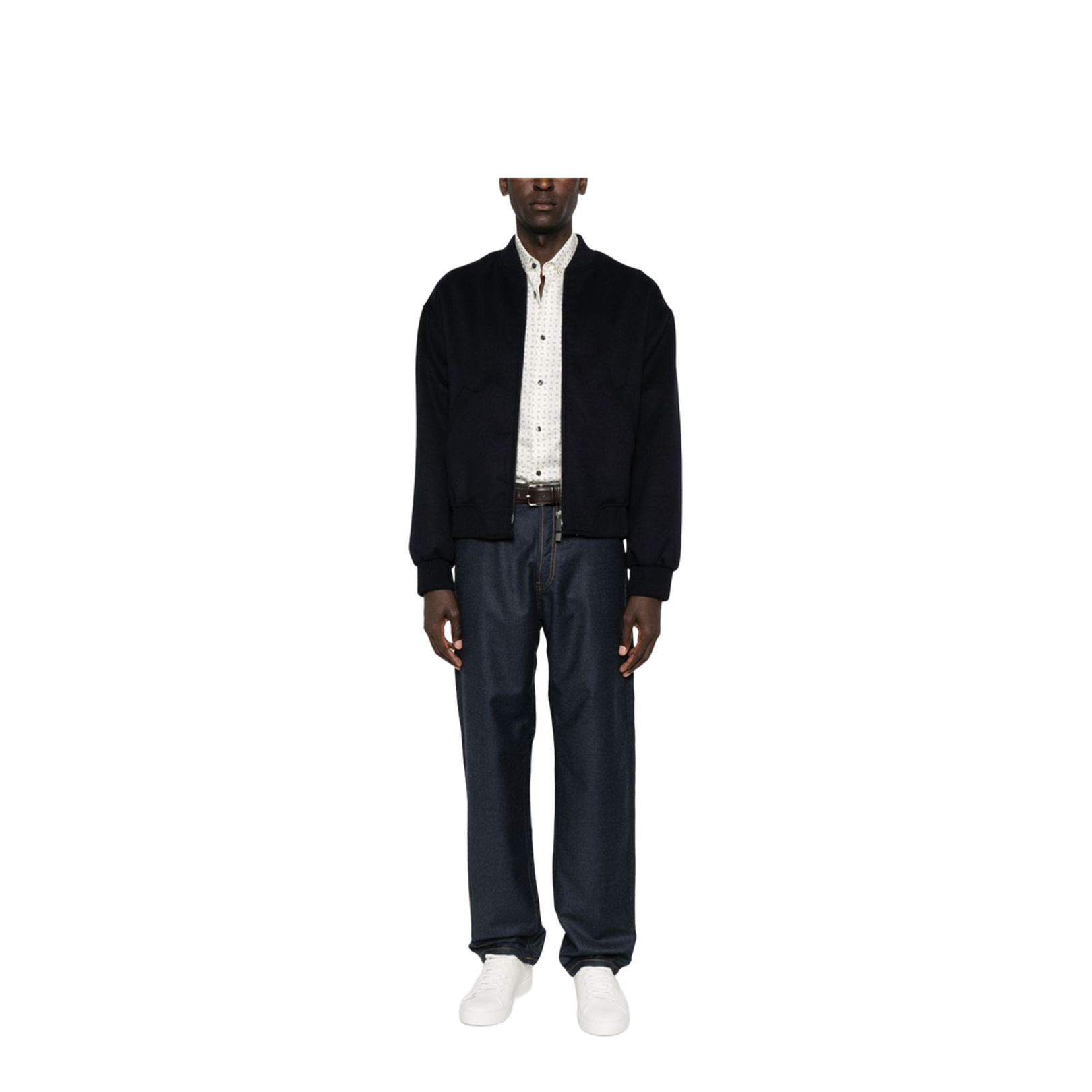 Black Ribbed Hem and Cuffs Zip Fastening Jacket