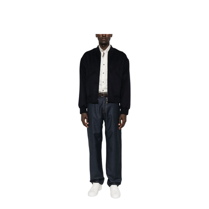 Black Ribbed Hem and Cuffs Zip Fastening Jacket