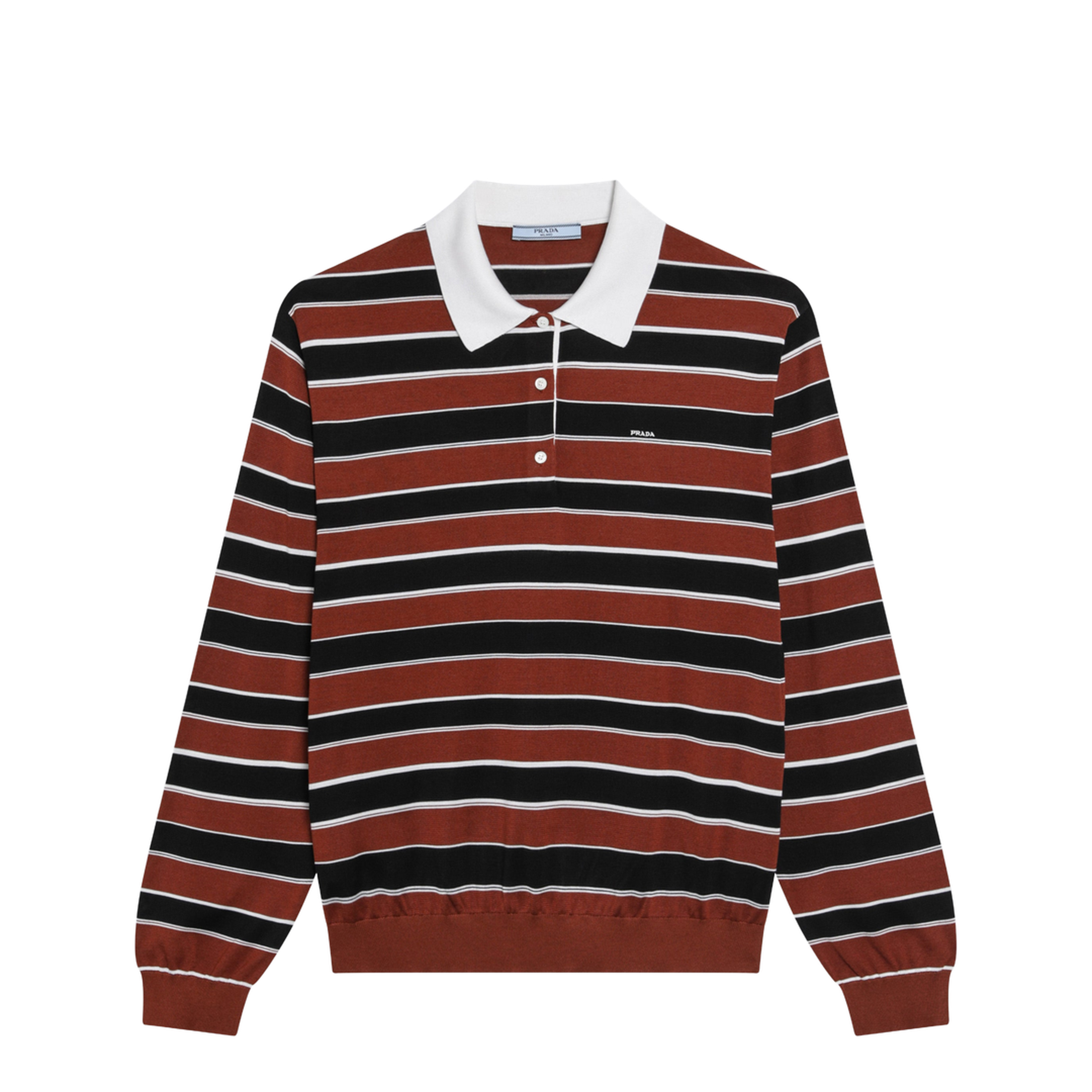 MAYFEYR - Prada - Rust/Black Striped Silk Polo - P24D3SOOO193SF0Y53